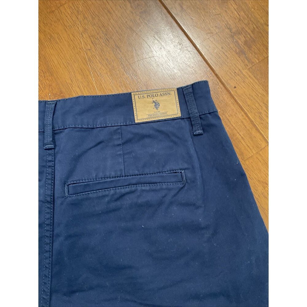 New U.S. Polo Assn Chino Shorts Women 11 Navy Blue Stretch Casual Mid Rise - Picture 11 of 15